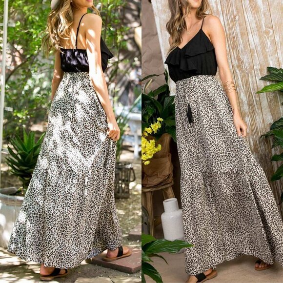 Main Strip Dresses & Skirts - Main Strip Ruffle Top Leopard Maxi Dress